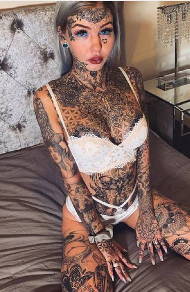 Skinny Lady Spends A Whopping £20,000 on Tattoos - Meet Amber Breena