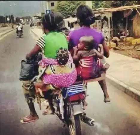 This is Nigeria - Okada Man Takes Dangerous James Bond Ride with Two Wome