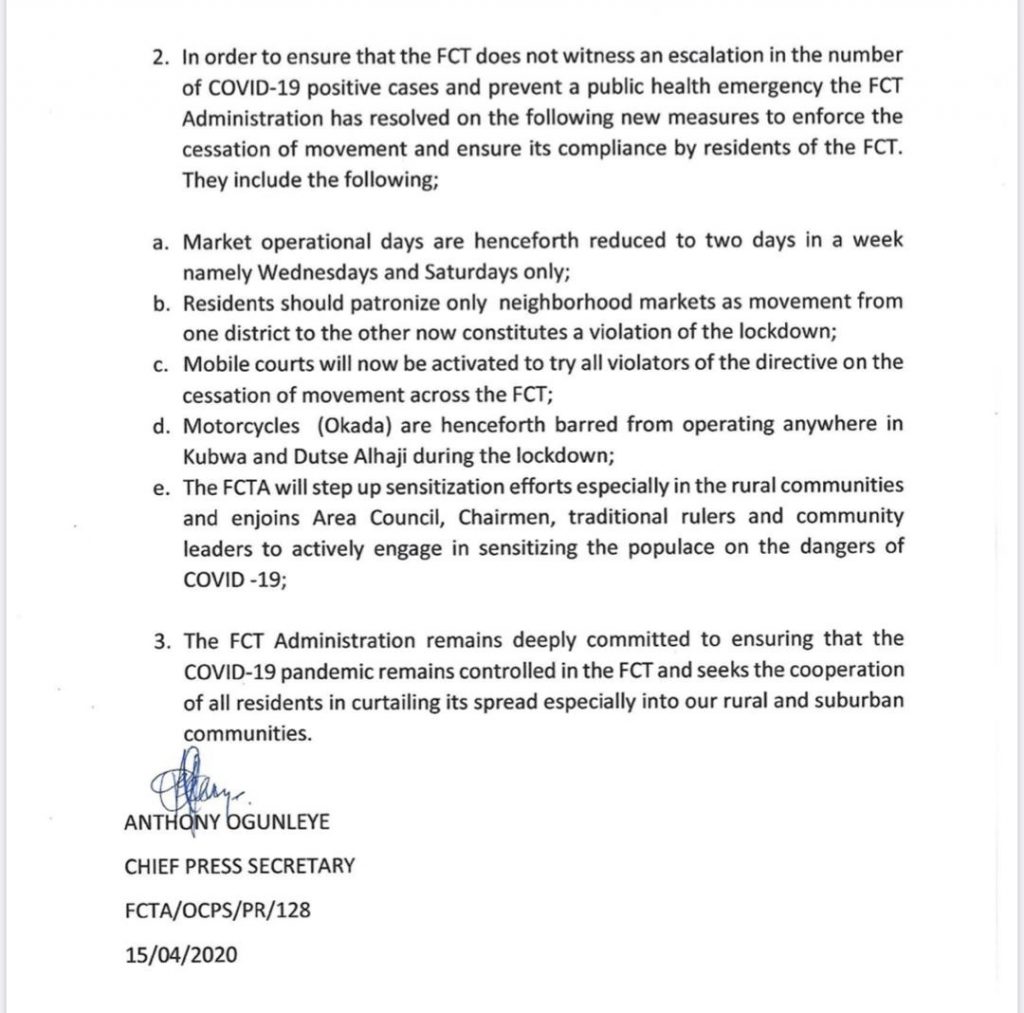 FCT on Total Lock down - Mobile Court Set up to Try Offenders