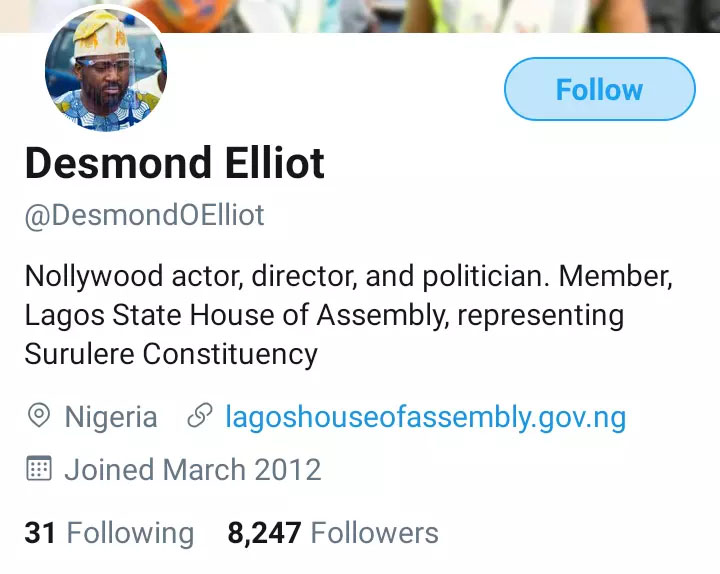Desmond Elliot's Followers Drops