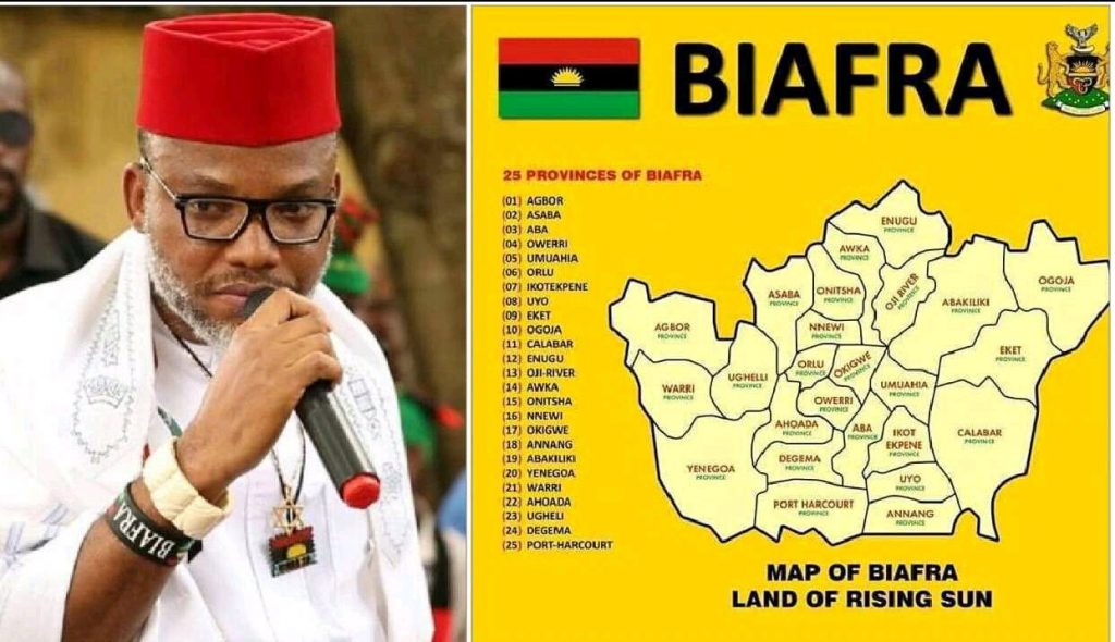 See the New Map of Biafra Released By Nnamdi Kanu, Check Out All the States and Provinces