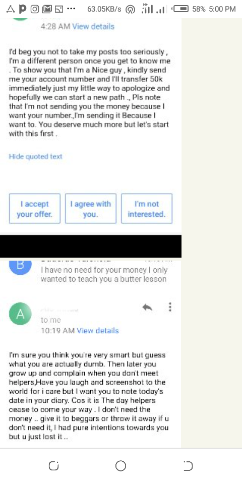 Let's Talk: I Blocked Him After Receiving His 50k, See The Screenshot of the Alert - Nairalander