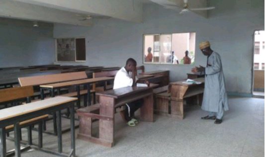 HE DESERVES AN ACCOLADE - Bida Poly Lecturer Spotted In the Class Teaching Only One Student