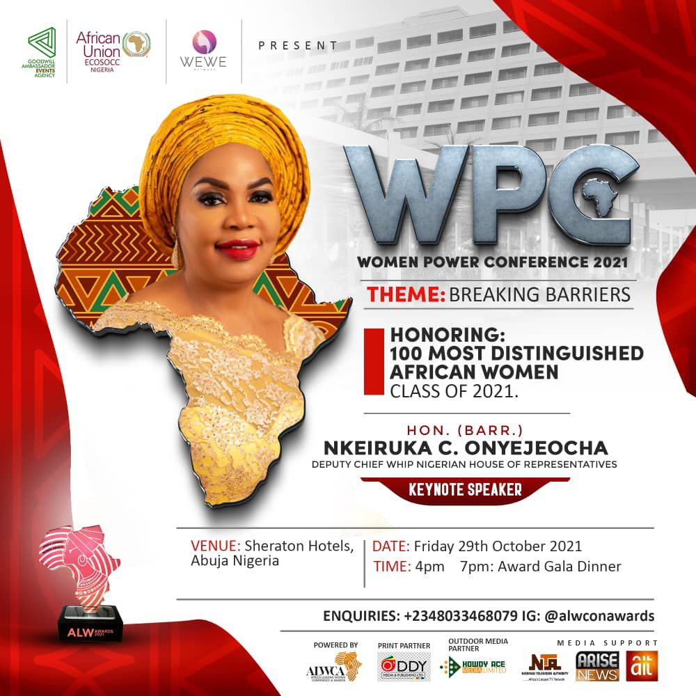 Deputy Chief Wipe Hon. Nkeiruka, Amb. Adaora and Others Set To Attend Women Power Conference/Awards 2021