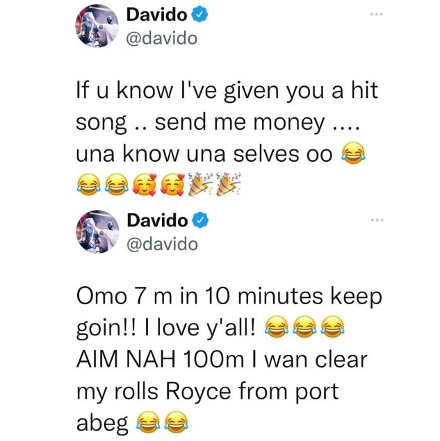 OBO BOSS - Davido Makes Over N80m Hours After Begging His Friends To Send Him Money