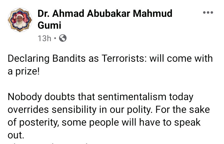 Declaring Bandits Terrorist Will be Accompanied by a Fee the FG Wouldn't Want to Pay - Sheikh Gumi