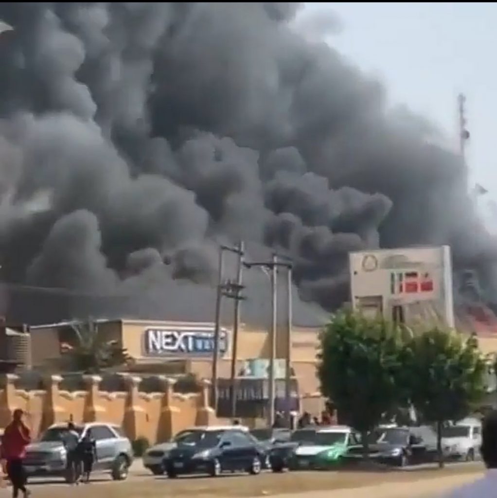 BREAKING: Popular Supermarket "Next Cash and Carry" is on Fire in Abuja (Video) 