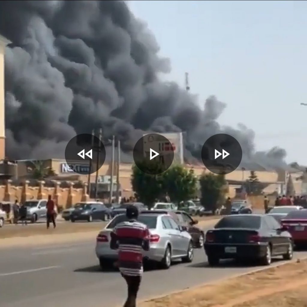 BREAKING: Popular Supermarket "Next Cash and Carry" is on Fire in Abuja (Video) 