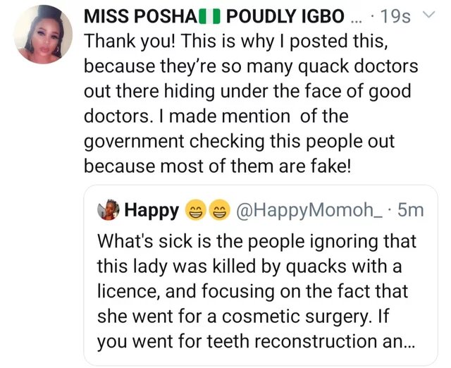 Pretty Nigerian Lady Dies After Failed Plastic Surgery to Look More Beautiful