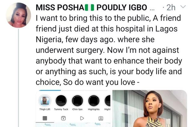 Pretty Nigerian Lady Dies After Failed Plastic Surgery to Look More Beautiful