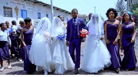 Man Marries Triplet Sisters Same Day In Colourful Wedding Ceremony