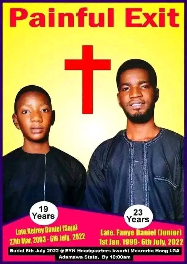 SAD: Burial Photos of Two Pastor Sons Murdered By Kidnappers in Adamawa State