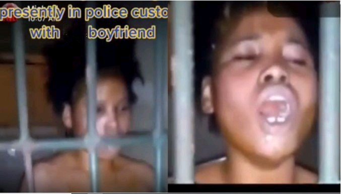 Viral Video of Lady Barking Like Dog in Police Station After Her Yah00 Boyfriend Allegedly Used Her For Money Rituals