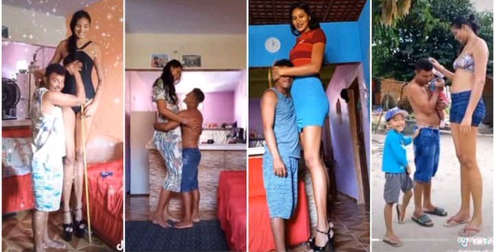 David and Goliath: Man Shows Off His Extremely Tall Brazilian Wife, He Reaches Her on Her Waist