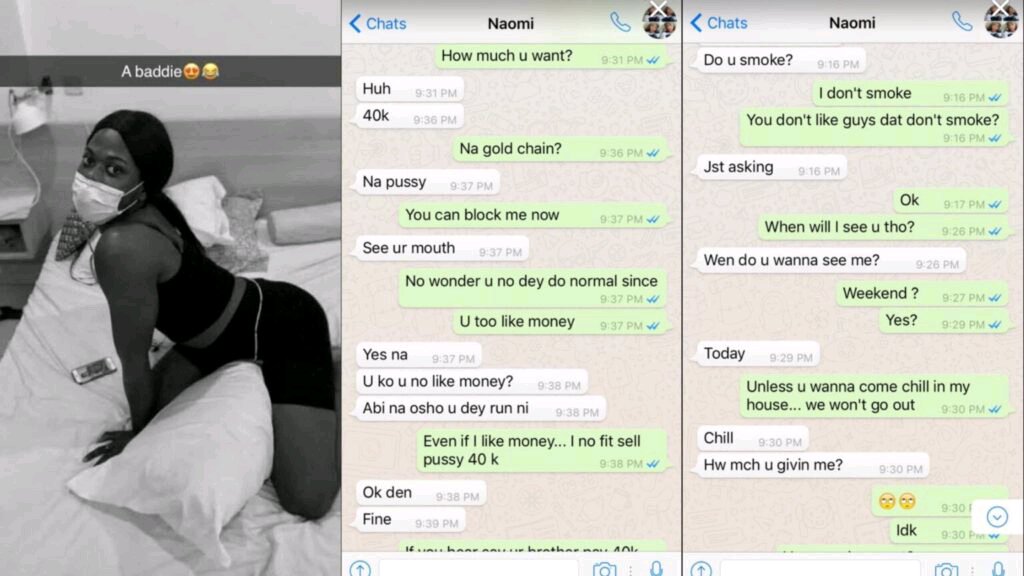 Nigerian Guy Exposes Whatsapp Conversation Of A Lady Who Asked Him To P@y Her ₦40,000 to Ch0pp Her (Photos)