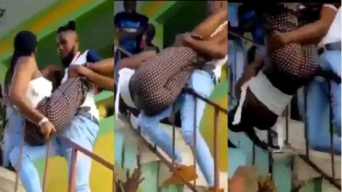 VIDEO: Nigerian Girl F@ll From Staircase While Dancing D@rty with a Guy In a party