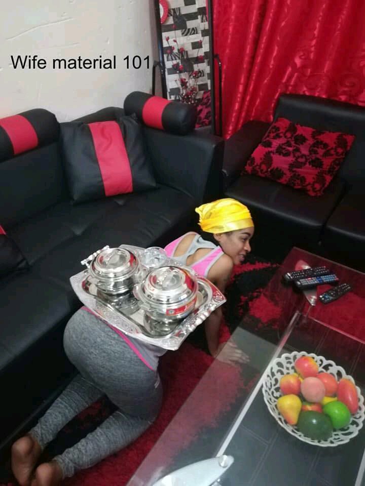 Wife Material 101 - Nigerian Lady reveals how she serves food to her husband, tells other women to do same 
