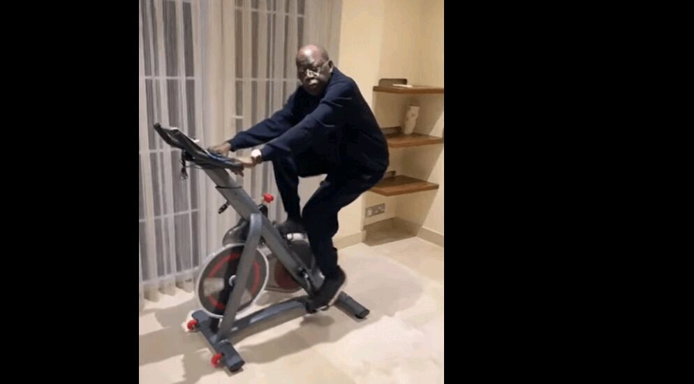 Video of Tinubu Working Out on A Spin Bike Clears Death Rumor - WATCH IT