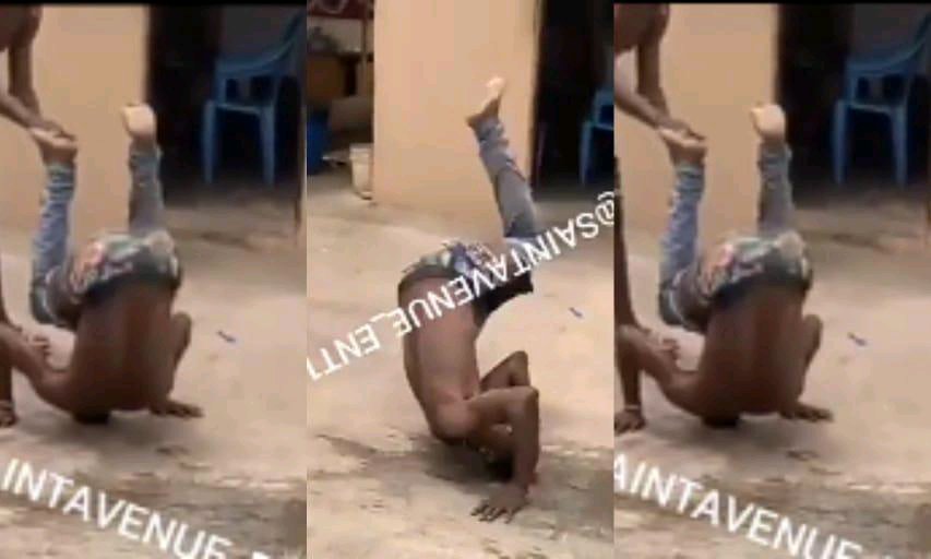 Drug Abuse: Watch How This Guy Does "Leg Up" and Rollings After Getting High on Hard Drugs