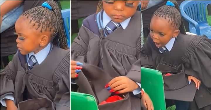 VIDEO: Reactions As Little Girl Attends Graduation Party with Fixed Eyelashes and Nails