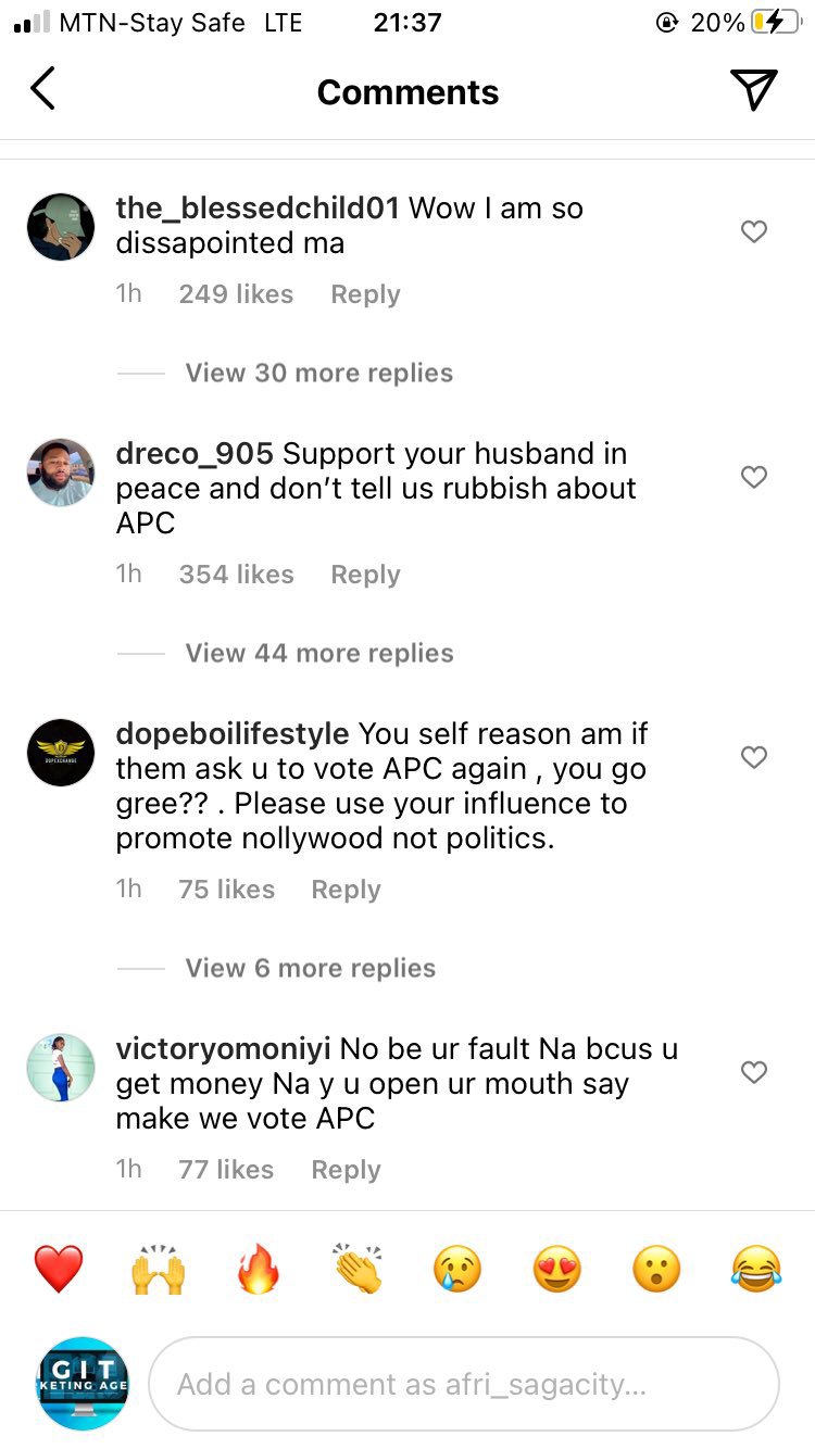 Mercy Johnson’s Instagram Comment Section in Mess As Nigerians Blast Her For Supporting Tinubu (Pictures)