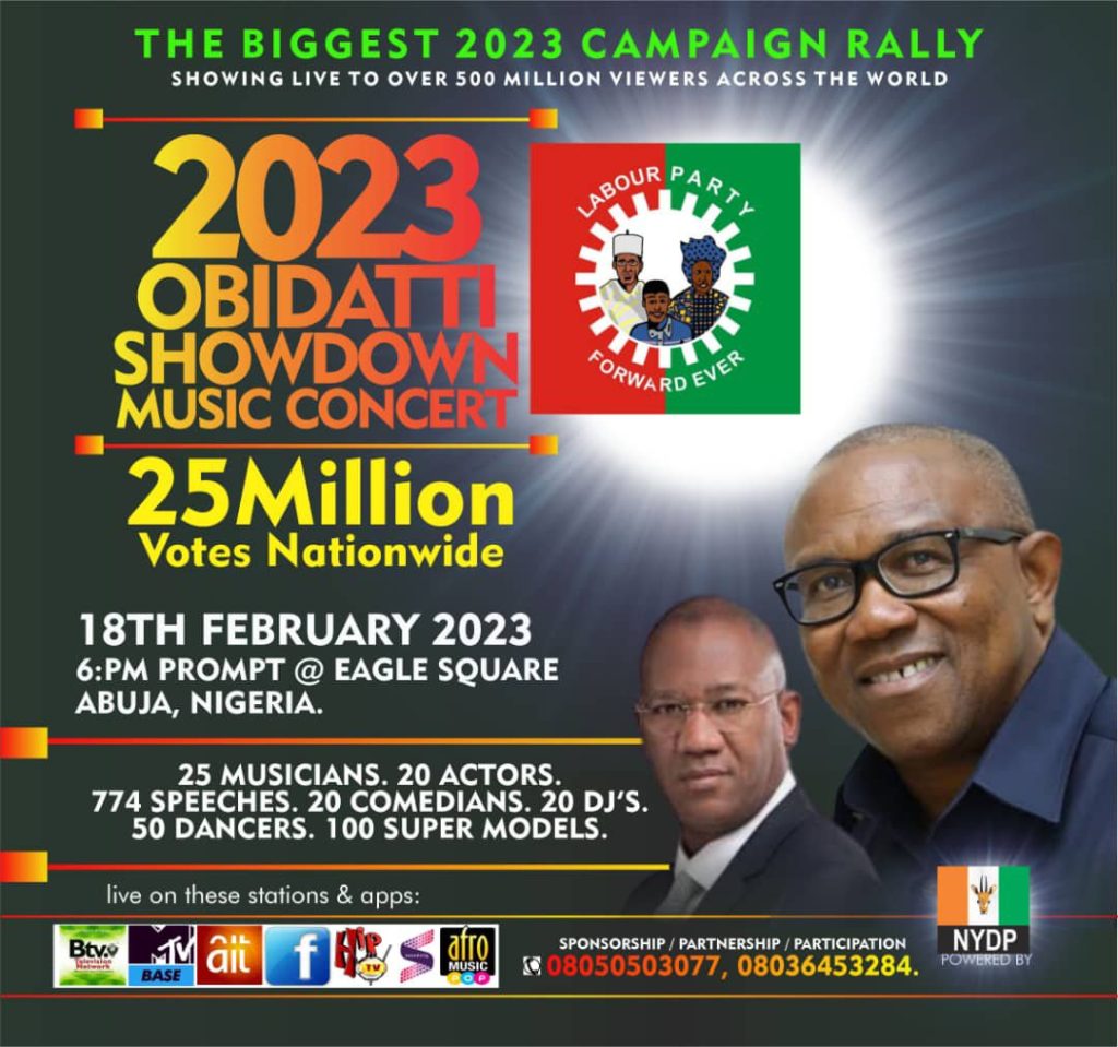 NYDP Stages Biggest Musical Endorsement Campaign Concert in Africa for Peter Obi 