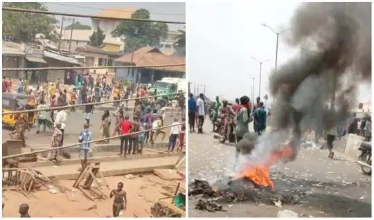 Naira Scarcity: Video - Two K!lled As Protester Burn Down Banks in Edo State (WATCH VIDEOS)