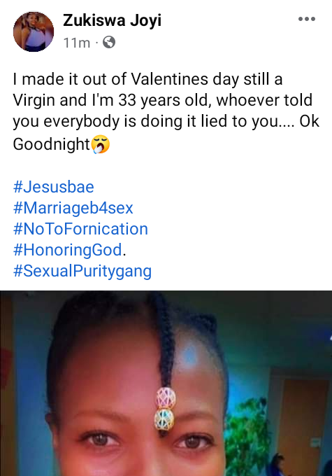 "I made it out of Valentine's Day still a V*rgin and I'm 33 years old" - South African lady says