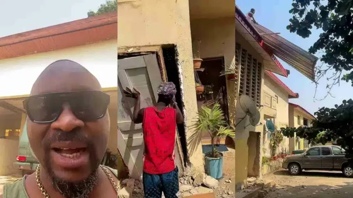 Trending Video of Isaac Fayose removing the roof and door of a tenant who hasn't paid rent for 4 years