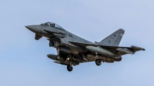 eurofighter typhoon in flight over spain