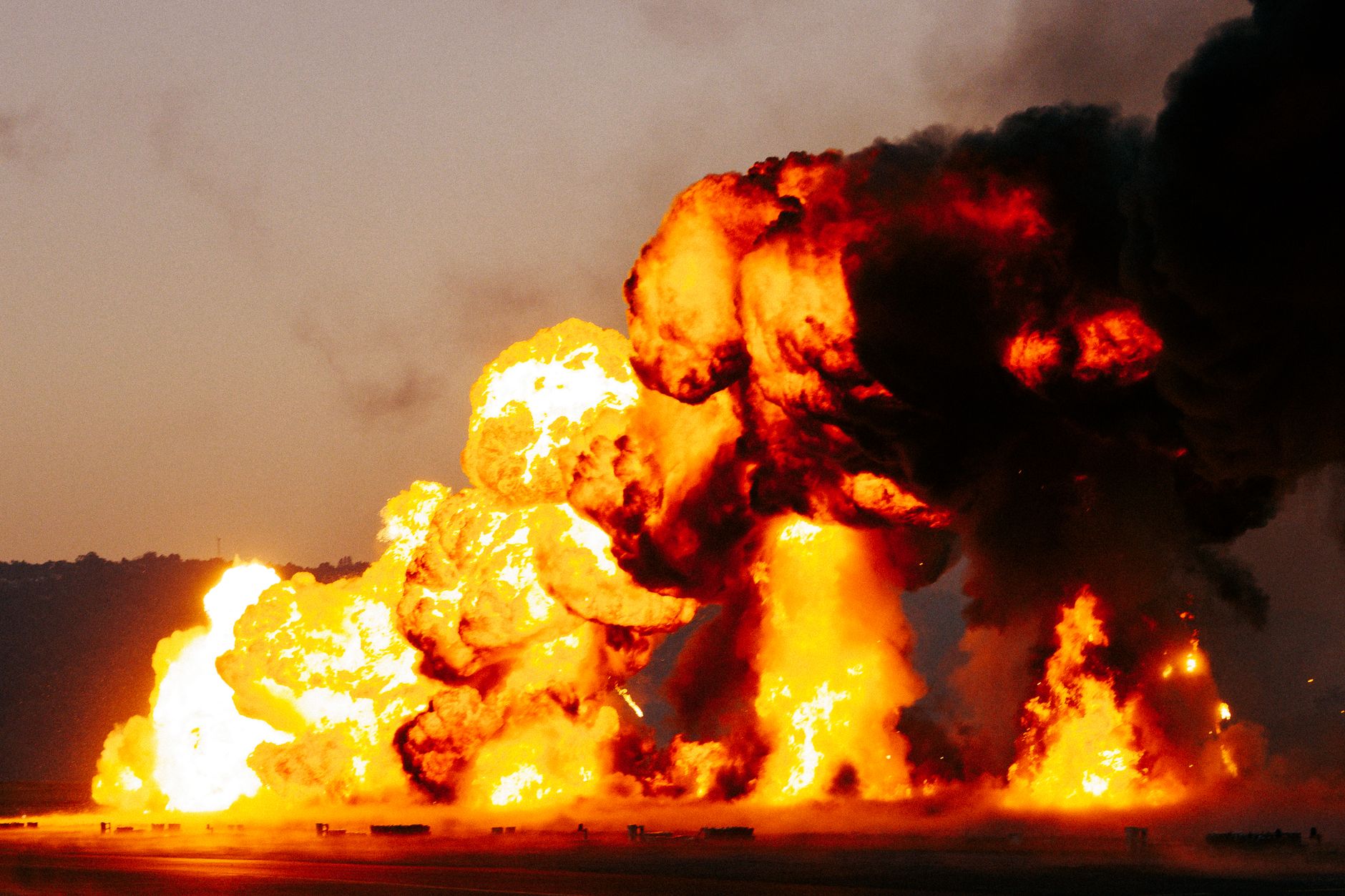 dramatic explosion scene ablaze with fire