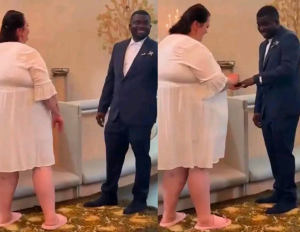 “Would the Guy’s Family Accept Her?” Mixed Reactions as Nigerian Man Weds Plus-Sized White Woman in Grand Style